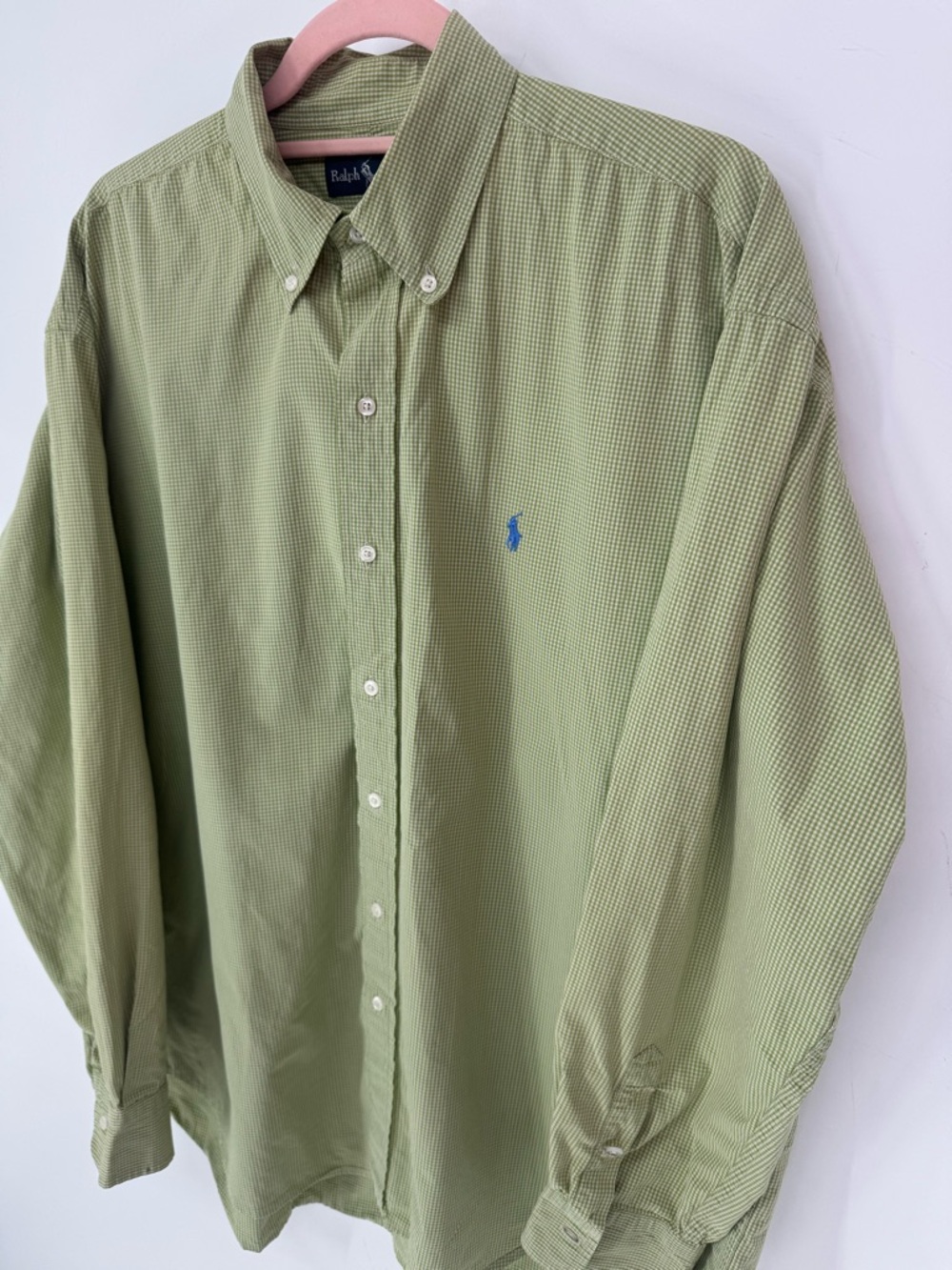 Ralph Lauren Men's Green Micro-Check Blake Button-Down Shirt 100% Cotton XXL - Picture 2 of 7